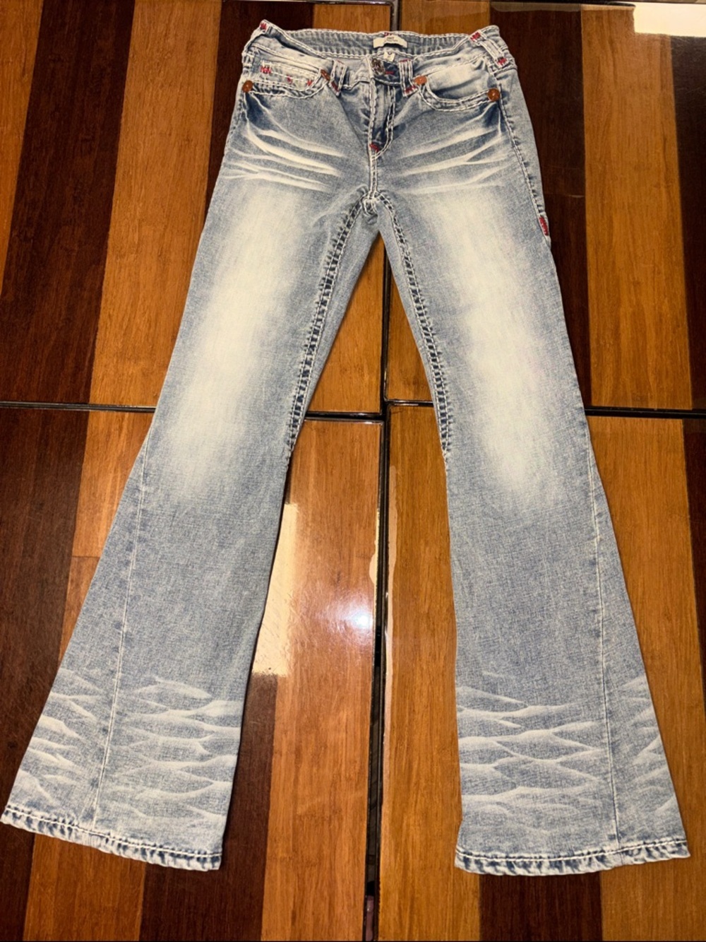 True Religion Women's Low-Rise Light Blue Flare Jeans